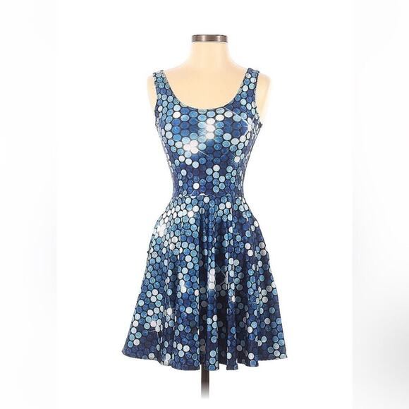 LDC Living Dead Souls goth punk blue dot sparkle fit and flare skater dress, s - Picture 1 of 9